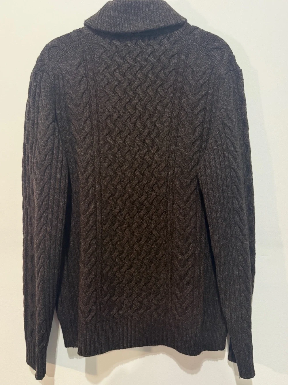 EUC Banana Republic Men's Recycled Wool Dark Brown Cable Knit Cardigan